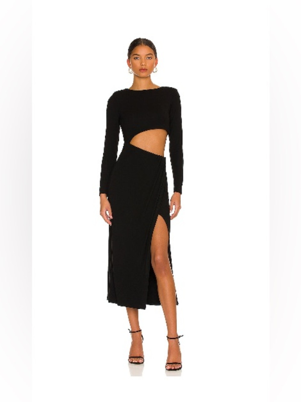 Revolve ASTR the label: Black Long-Sleeve Cutout Midi Dress
